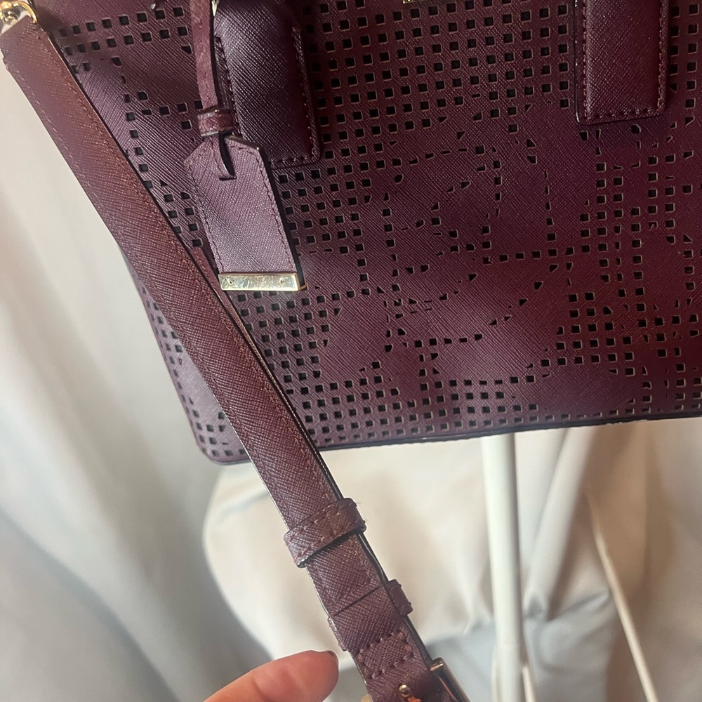 Kate Spade Maroon Cameron Street Lucie Perforated Tote Bag - Picture 2 of 11